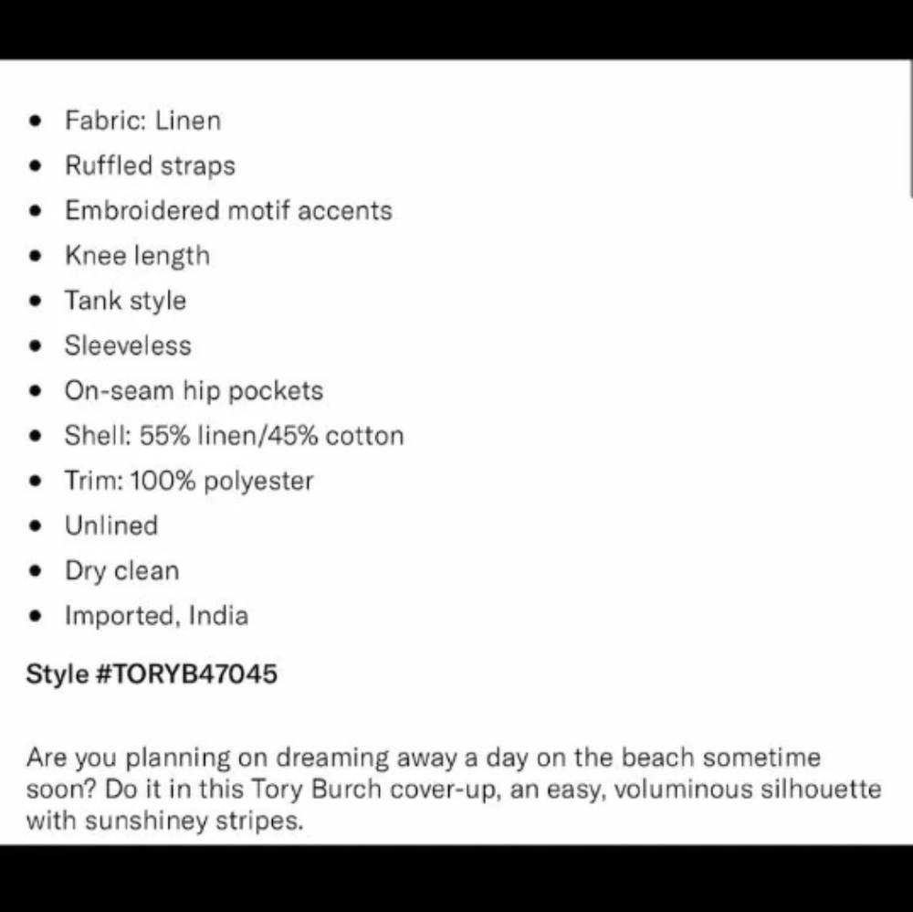 🆕️Tory Burch "Embroidered Ruffle Sleeveless dress" Linen mini - Picture 3 of 14